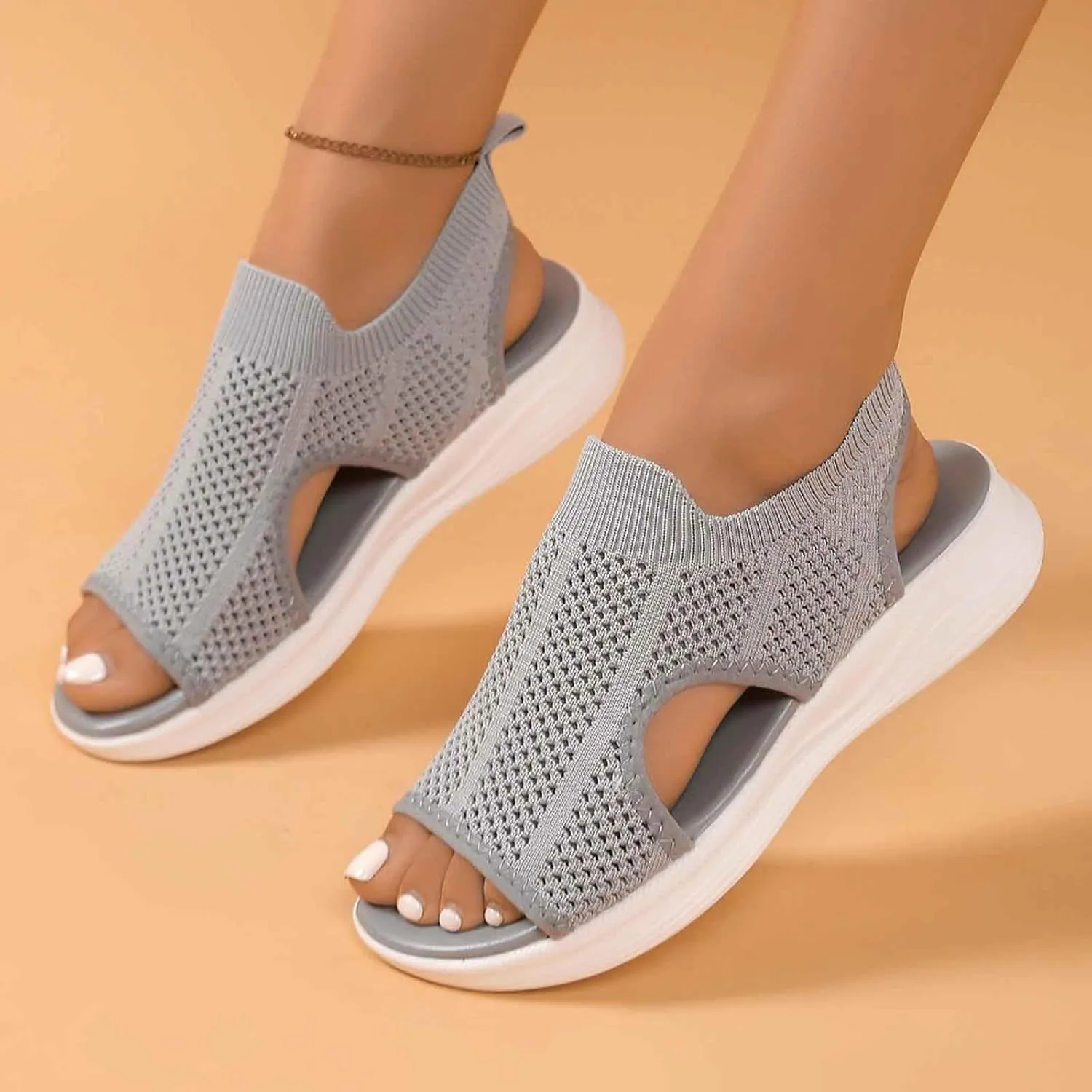 Womens Sport Sandals with Arch Support Women's Walking Sandals Orthotic Comfort Slip-On Open-Toe Platform Shoes