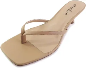 Women’s Square Open Toe Flip Flops Heels Sandals