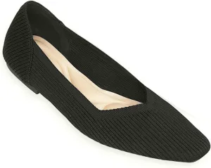 Women's Square Toe Flats Knit Dress Shoes Comfortable Mesh Flats for Women Slip On Ballet Flats Shoes Classic Soft Mary Jane Shoes