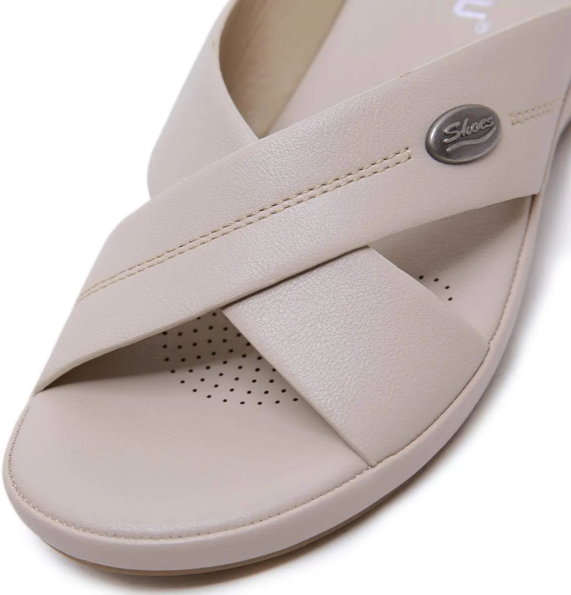 Womens Summer Slip-on Sandals, Comfy Criss-Crossed Straps Slippers for Women
