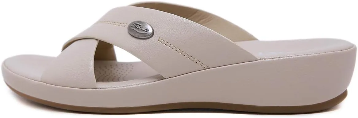Womens Summer Slip-on Sandals, Comfy Criss-Crossed Straps Slippers for Women