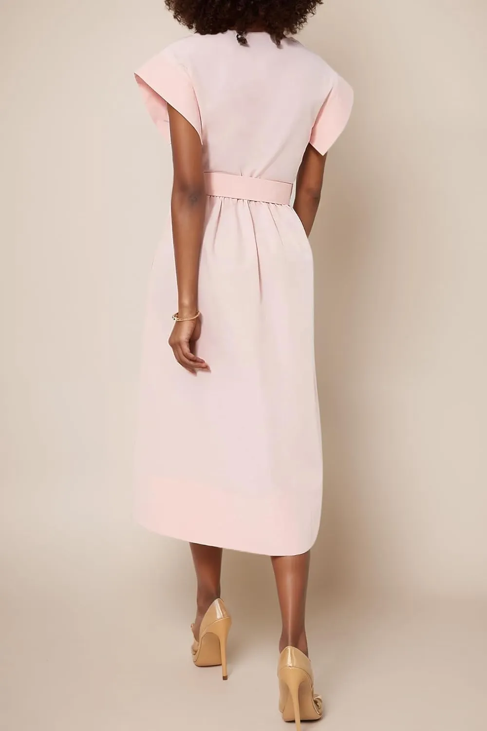 Womens Turn Down Collar Shirt Dress Short Wing Sleeve Button Down Dress Trench Coat Formal Elegant with Belt