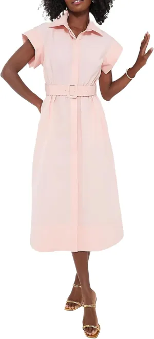 Womens Turn Down Collar Shirt Dress Short Wing Sleeve Button Down Dress Trench Coat Formal Elegant with Belt