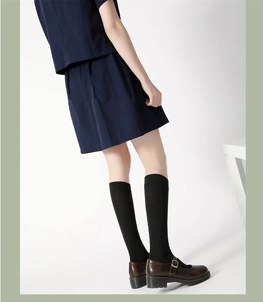 Women's Vintage Black/Brown Mary Jane Flats JK Uniform Dress Shoes