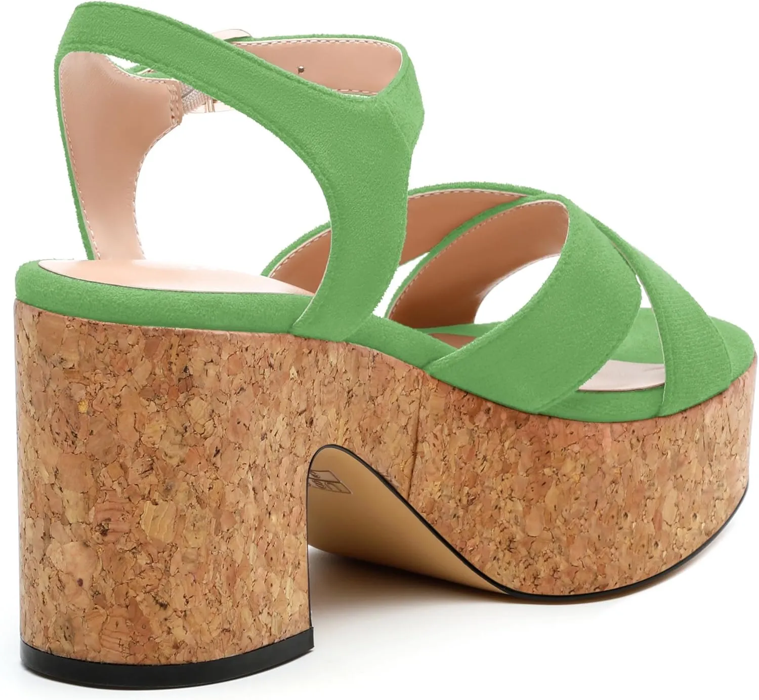 Women's Wedge Sandals, Open Round Toe Heeled Sandals for Women, Ankle Strap Buckle Fashion Solid Platform Sandals for Dating Working Party