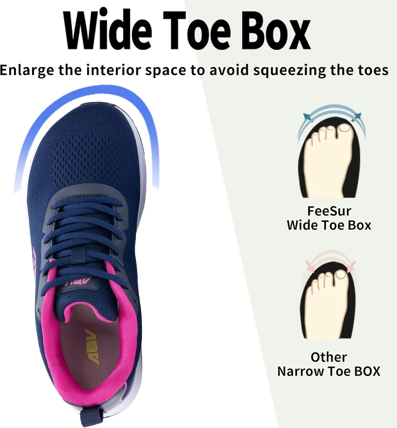 Womens Wide Toe Box Shoes Arch Support Walking Shoes Orthotic Wide Air Tennis Sneakers for Plantar Fasciitis