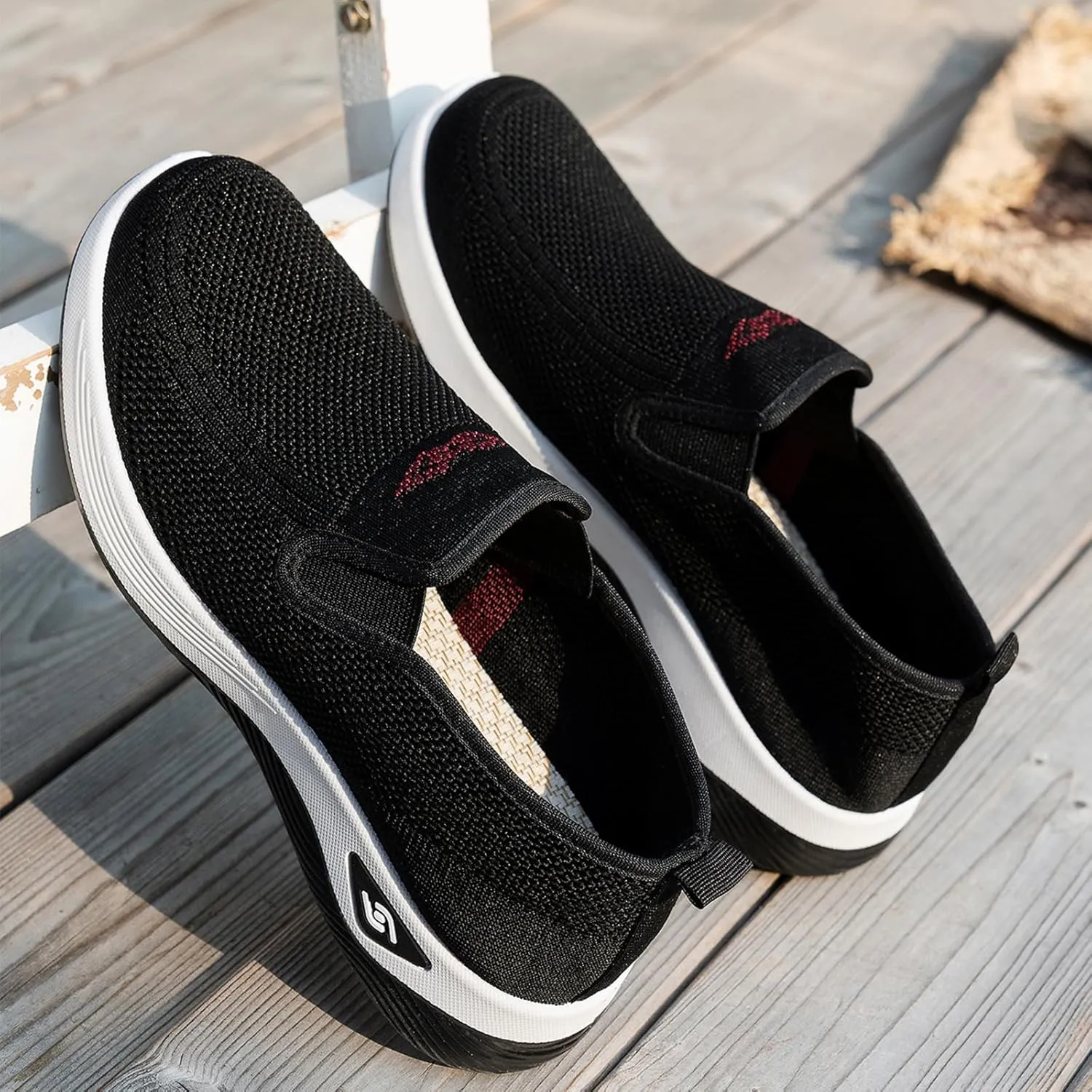 Women's Woven Orthopedic Shoes Comfortable Walking Shoe Breathable Mesh Summer Sneakers Lightweight Wide Width Slip on Shoes Diabetic Nurse Sneaker with Arch Support