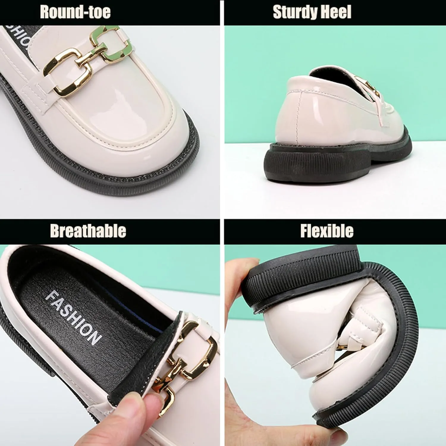 WUIWUIYUToddlers Girls Loafers Oxford Flats Casual Moccasins Slip-On School Uniform Walking Boat Dress Shoes
