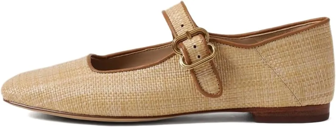 XYD Women Comfy Closed Square Toe Mary Jane Flats Low Heel Single Strap Buckled Outdoor Casual Dress Shoes