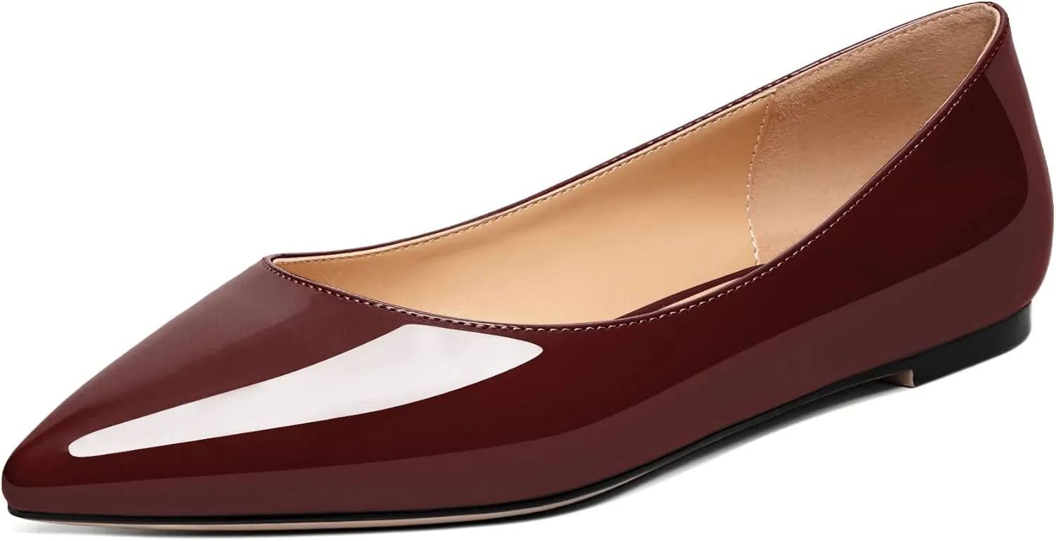 Zamikoo Flats Shoes Women, Pointed Toe Slip On Loafer Flats Shoes Pumps for Office Casual Dressy Comfortable