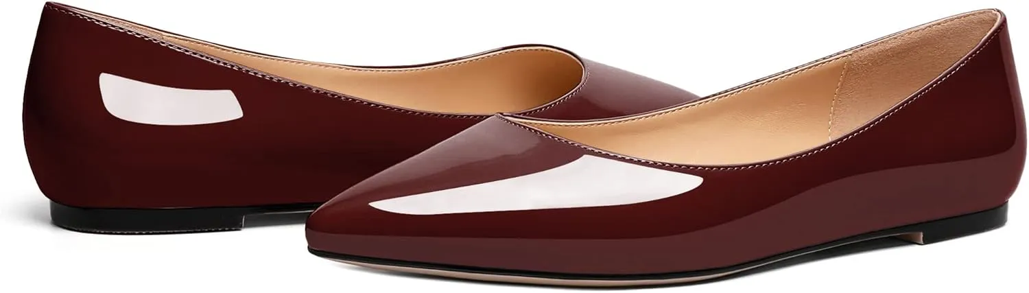 Zamikoo Flats Shoes Women, Pointed Toe Slip On Loafer Flats Shoes Pumps for Office Casual Dressy Comfortable