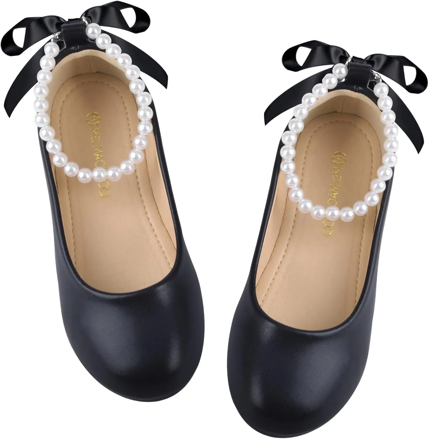 ZGDG Girls Flat Dress Shoes Ballet Shoes,Glitter Mary Jane Flats Wedding Party Ballerinas with Elastic Strap for Little/Big Kid