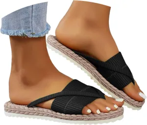 ZSpzx Espadrille Flat Slide Sandals for Women Open Clip Toe Espadrilles Sole Slip On Sandal Comfortable Beach Slides Ladies Cushioned Walking Wide Width Shoes for Daily Wear Outdoor Indoor