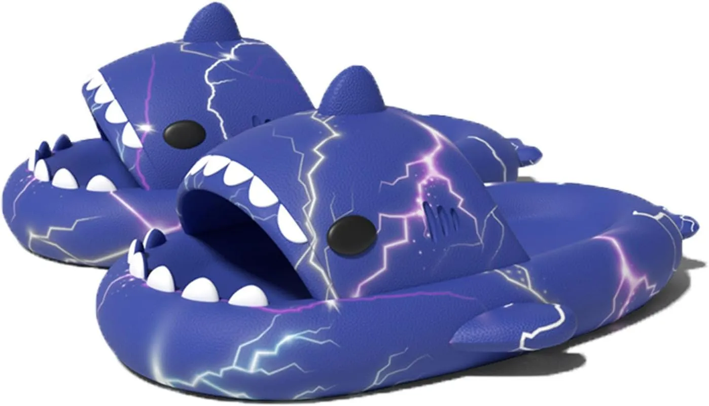 Zureto 2024 New Shark Slides Upgraded Thick Bouncy Cushion Cloud Shark Slides Shark Slides for Women Men Novelty Cloud Shark Slippers