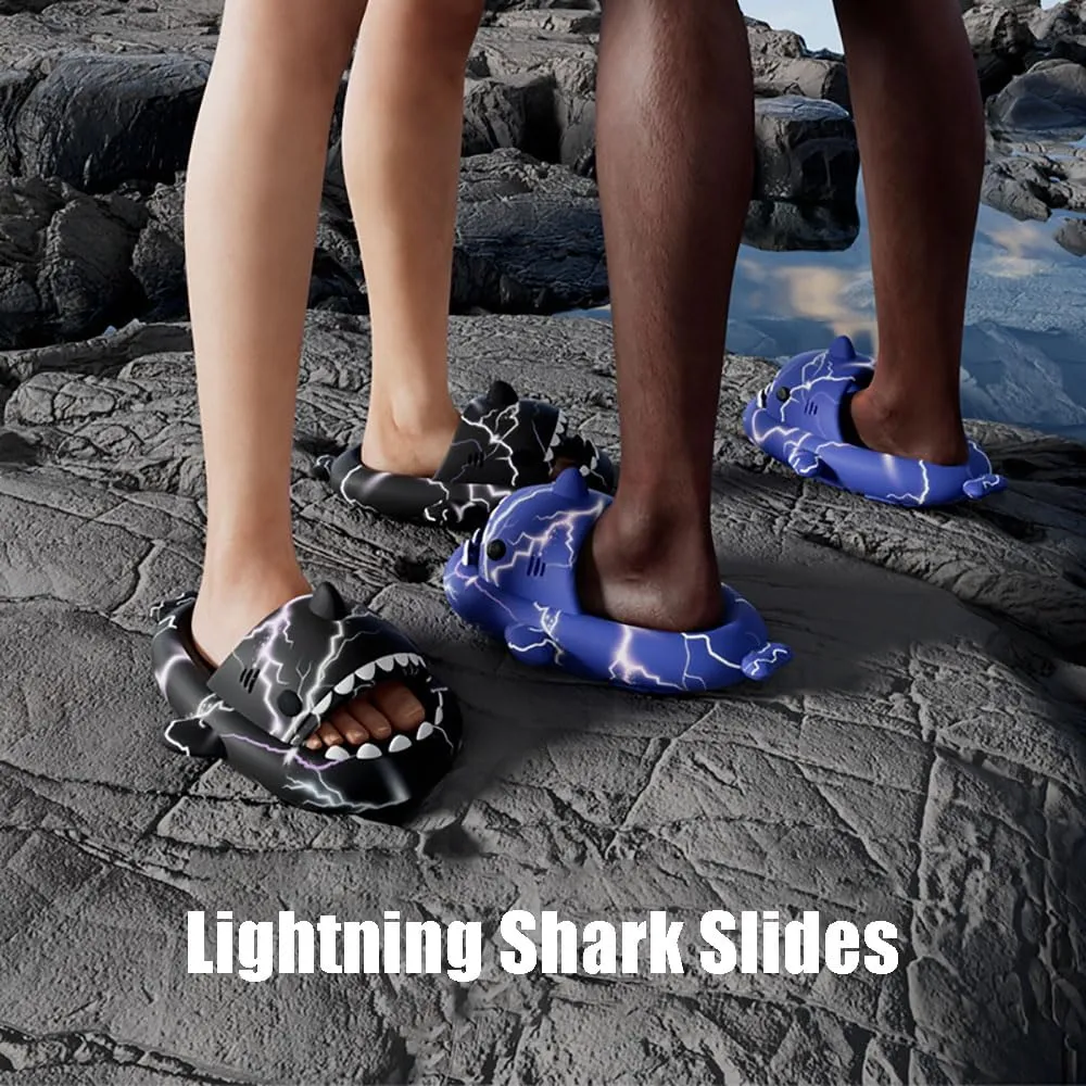 Zureto 2024 New Shark Slides Upgraded Thick Bouncy Cushion Cloud Shark Slides Shark Slides for Women Men Novelty Cloud Shark Slippers