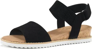 ZURIN Womens Comfortable Flat Sandals Open Toe Elastic Ankle Strap Low Wedge Sandals for Women Casual Dressy Summer
